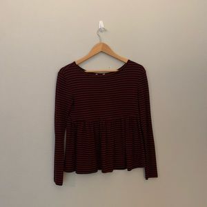 red and black stripped basic long sleeve